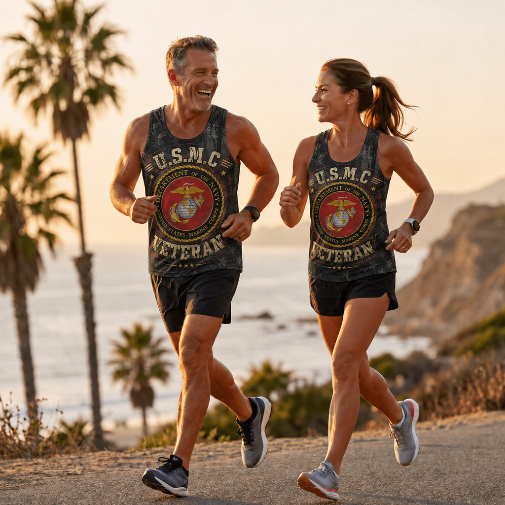 Veteran Running Tank Top - US Marine Corps Veteran V6 Tech Singlet