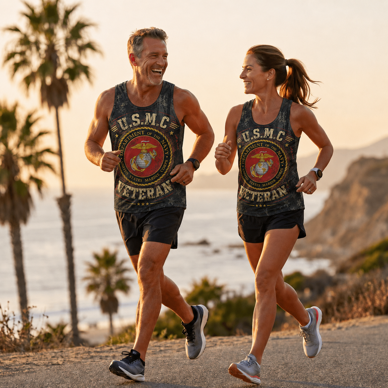 Veteran Running Tank Top - US Marine Corps Veteran V6 Tech Singlet