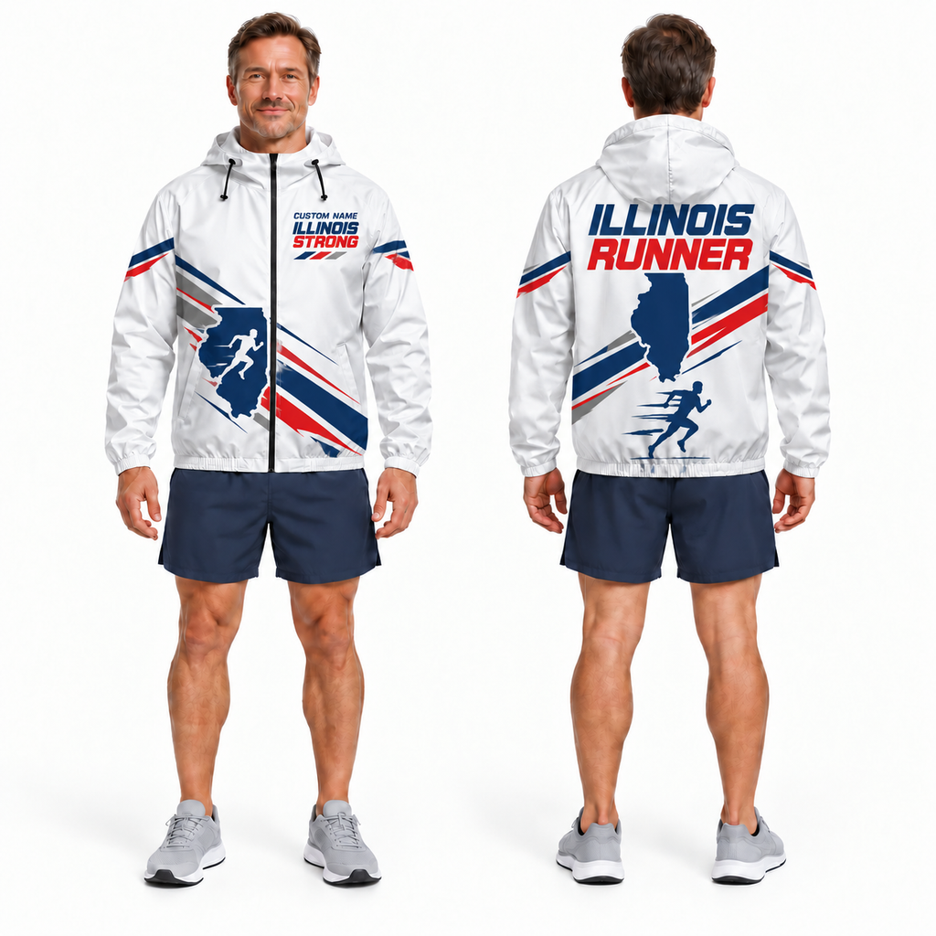 Custom Name Illinois Strong Runner Illinois Running Windbreaker Jacket