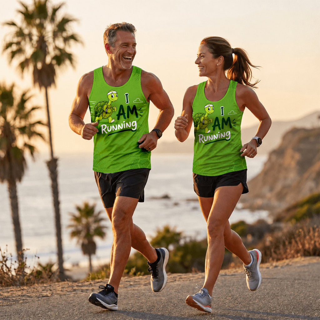 Funny Running Tank Top _ Turtle Runner 2 Tech Running Singlet