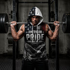 Strong Blessed American Men's Workout Hooded Tank Top
