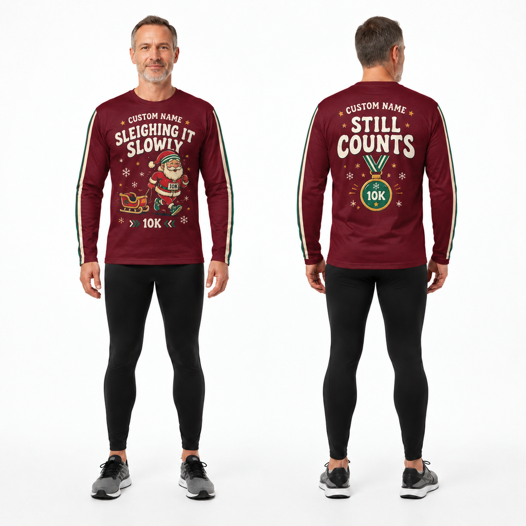 Custom Name Sleighing It Slowly Running Long Sleeve Shirt