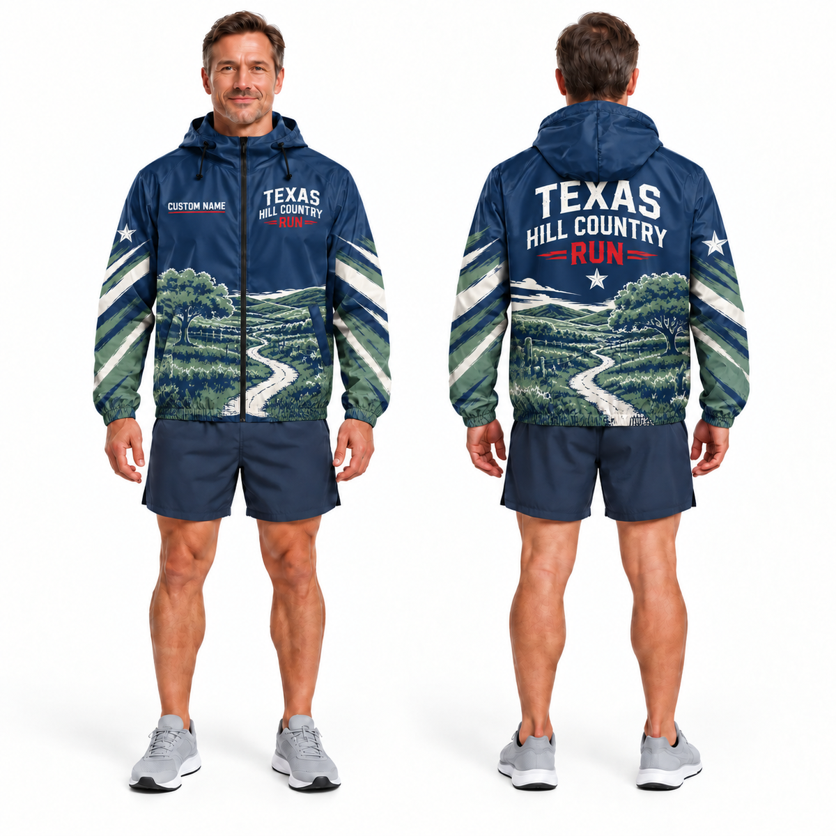 Custom Name Texas Hill Country Run Running Windbreaker Jacket