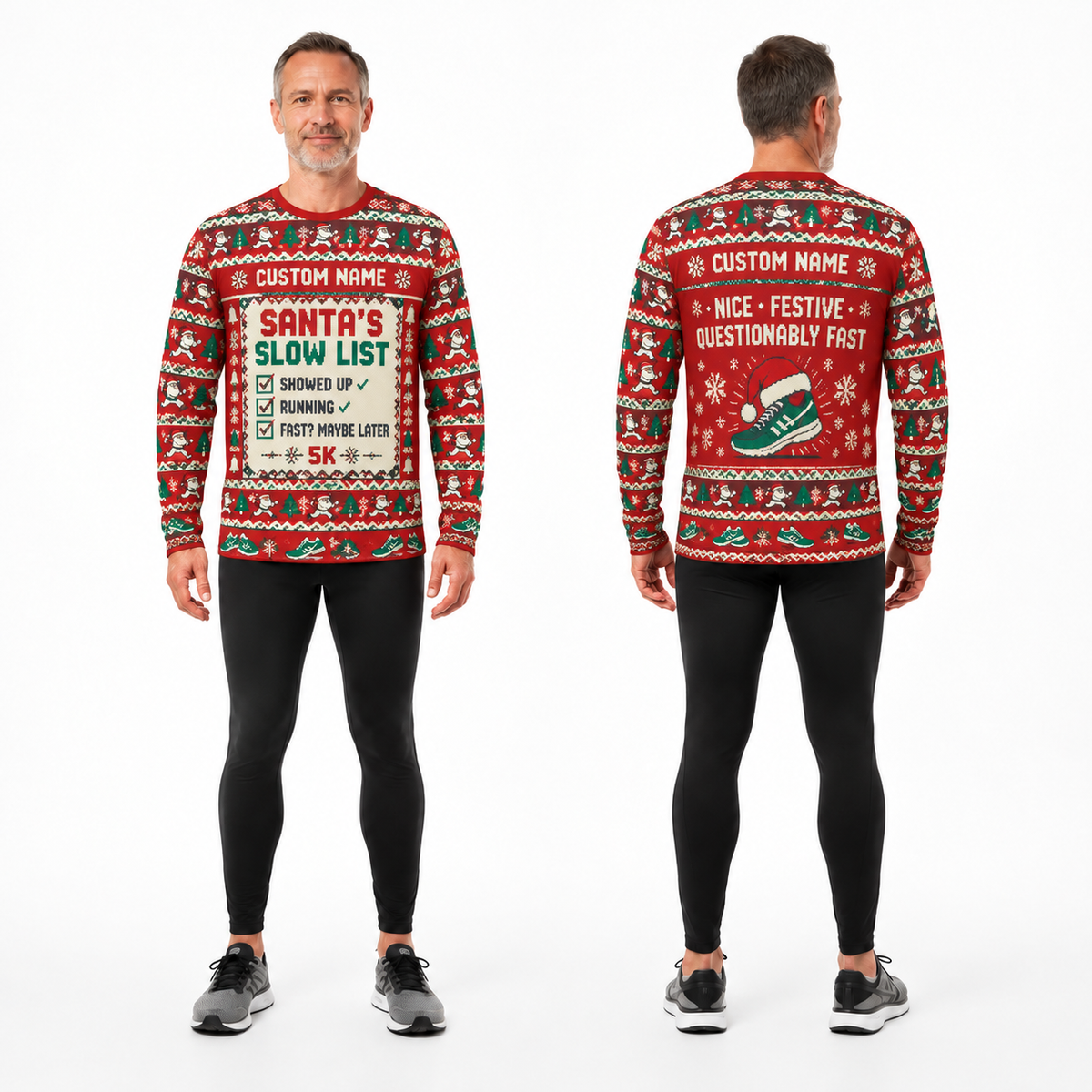 Custom Name Santa’s Slow List Running Long Sleeve Shirt