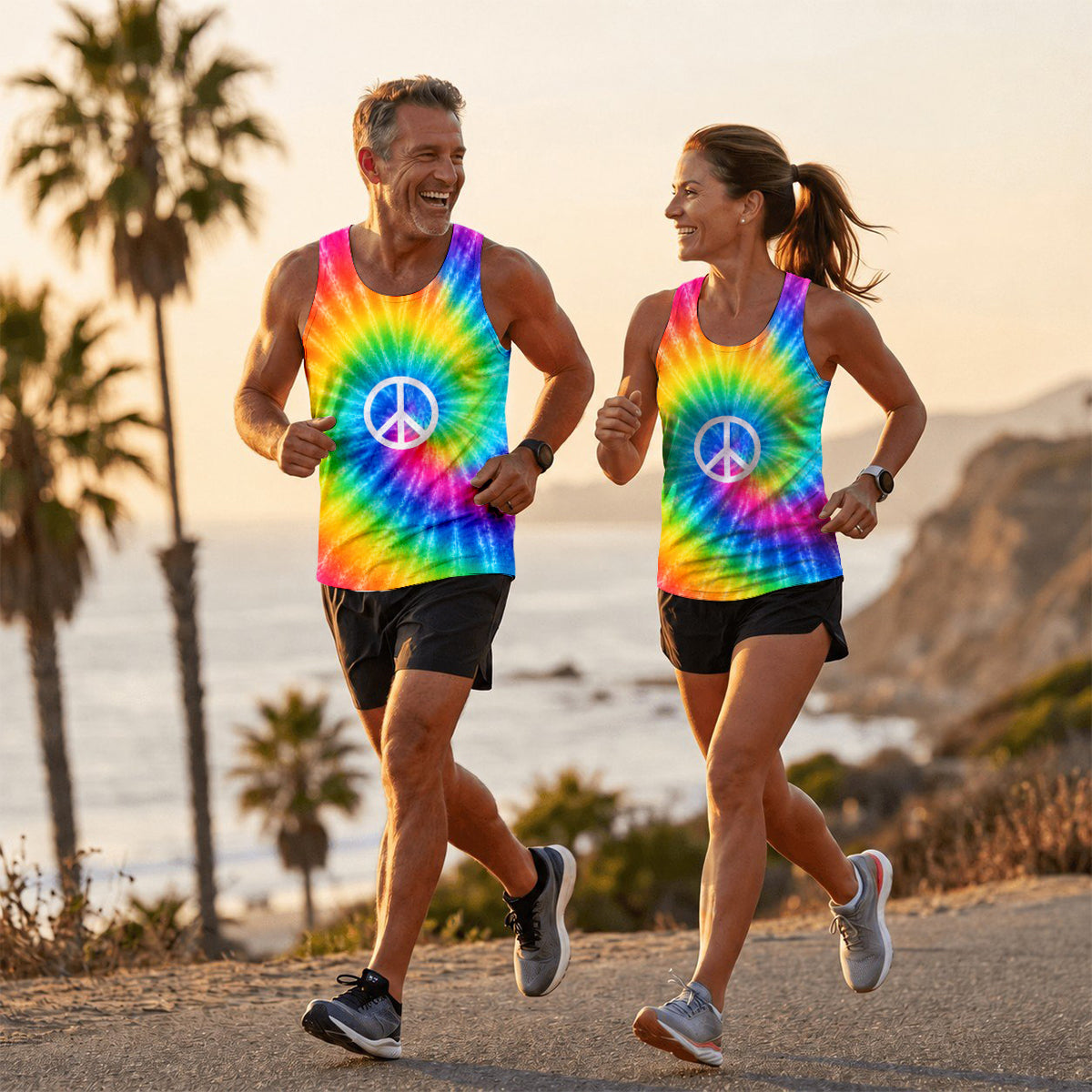 Funny Running Tank Top _ Hippie Tie Dye Tech Running Singlet