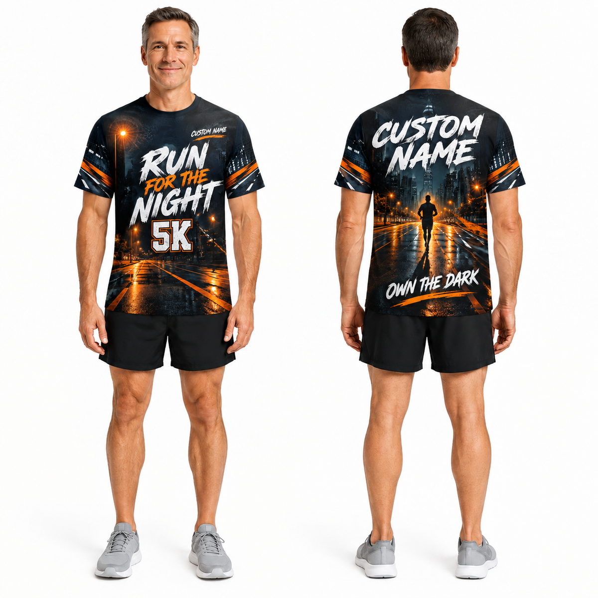 Custom Name Run for the Night 5K Halloween Tech Running T-Shirt