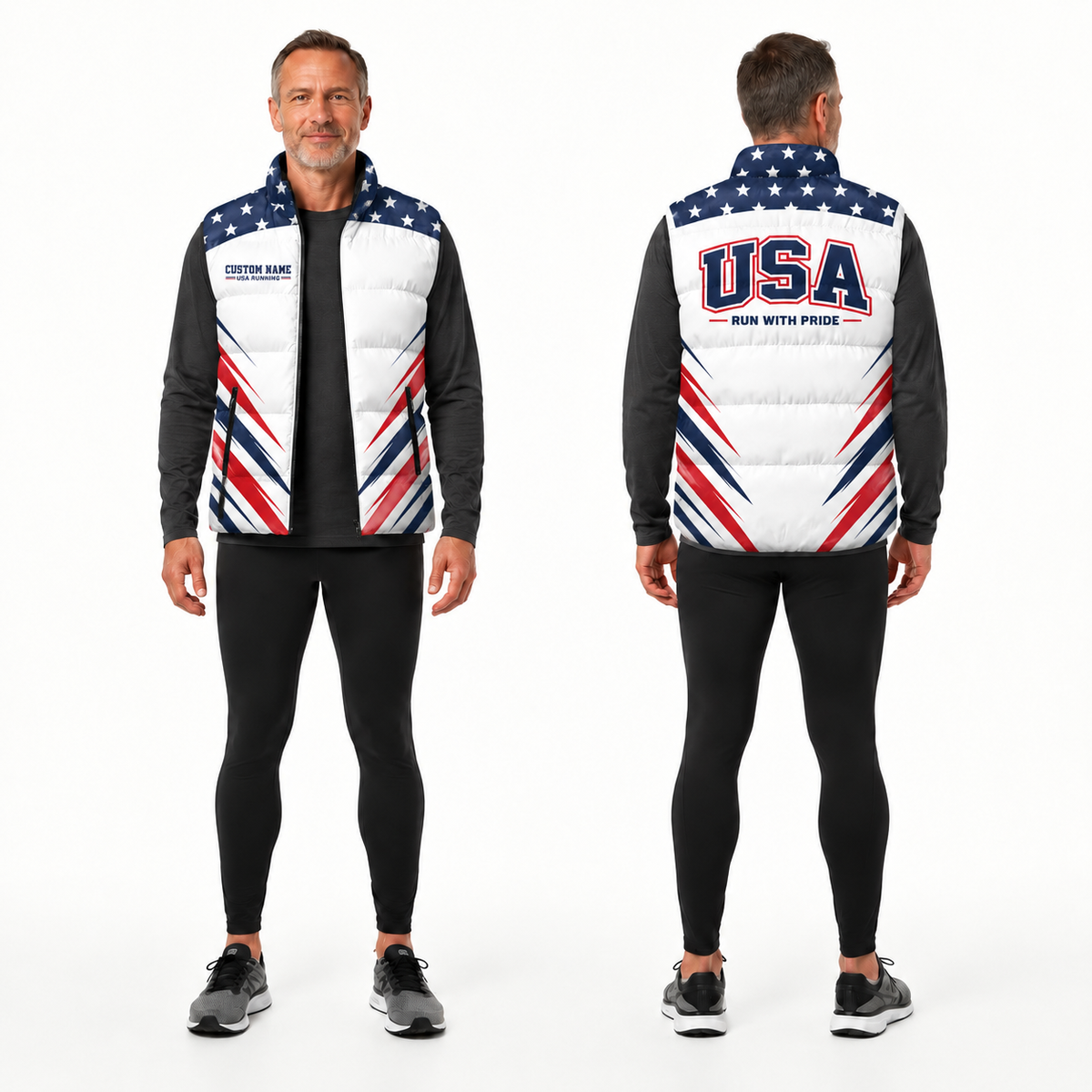 Stars & Stripes Velocity Sleeveless Running Puffer Jacket
