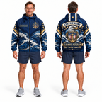Custom Name Navy Honor Courage Commitment Running Windbreaker Jacket