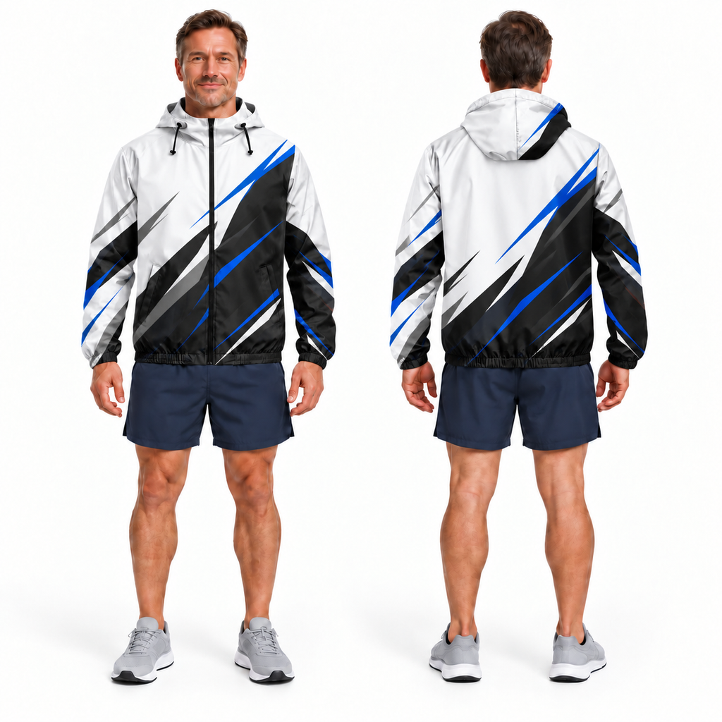 Custom Name State Sharp Contrast Sprint Running Windbreaker Jacket