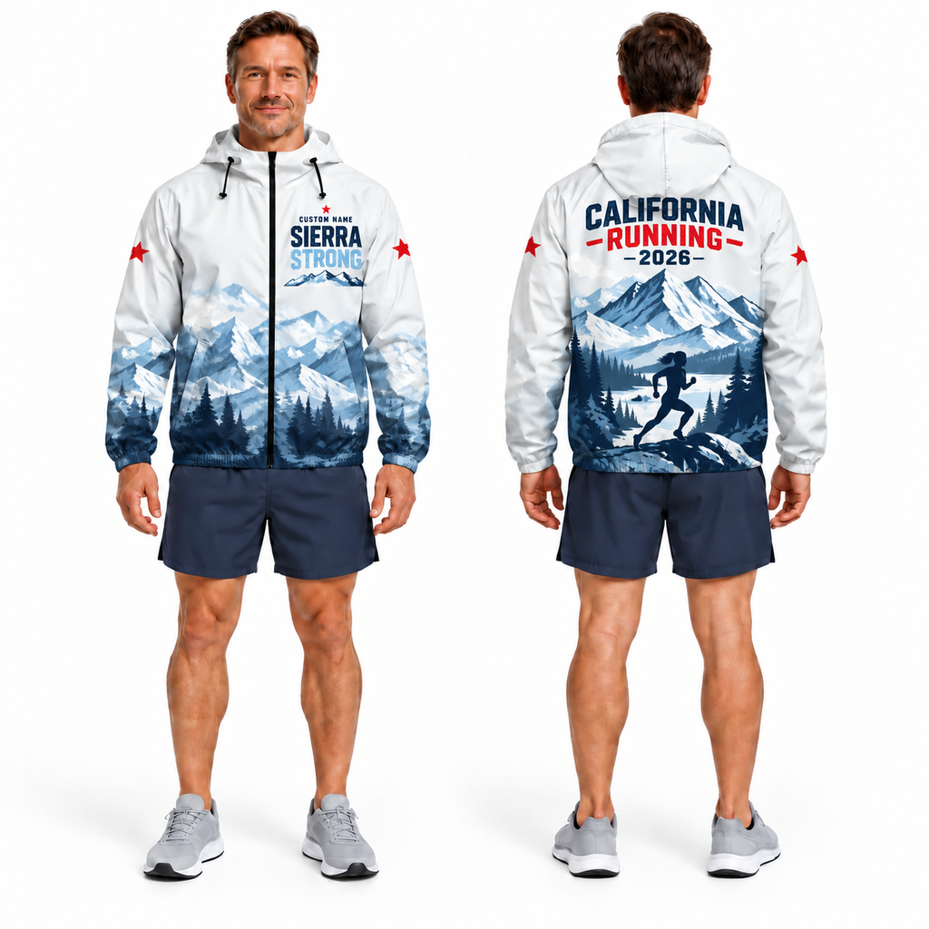 Custom Name California Sierra Strong Running Windbreaker Jacket