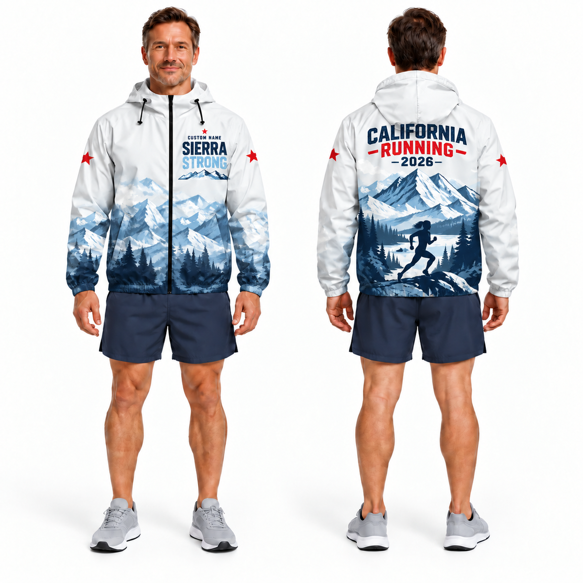 Custom Name California Sierra Strong Running Windbreaker Jacket