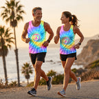 Funny Running Tank Top _ Pastel Hippie Tie Dye Tech Running Singlet
