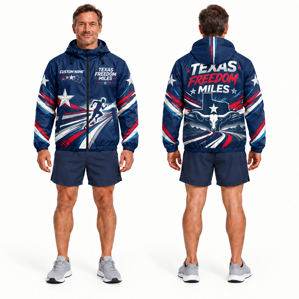 Custom Name Texas Freedom Miles Running Windbreaker Jacket