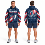 Custom Name Stars Stripes Veteran Runner Running Windbreaker Jacket