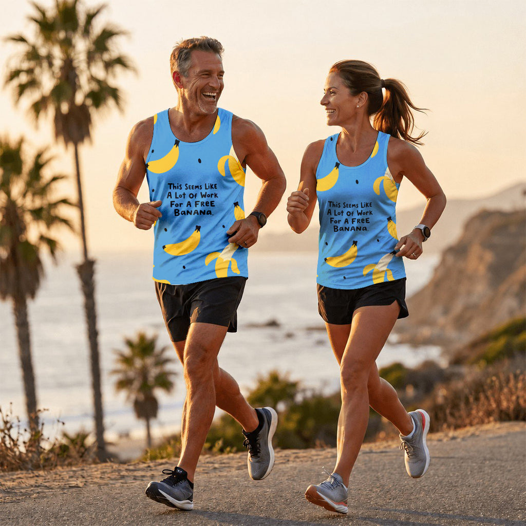 Funny Running Tank Top _ Free Banana Tech Running Singlet