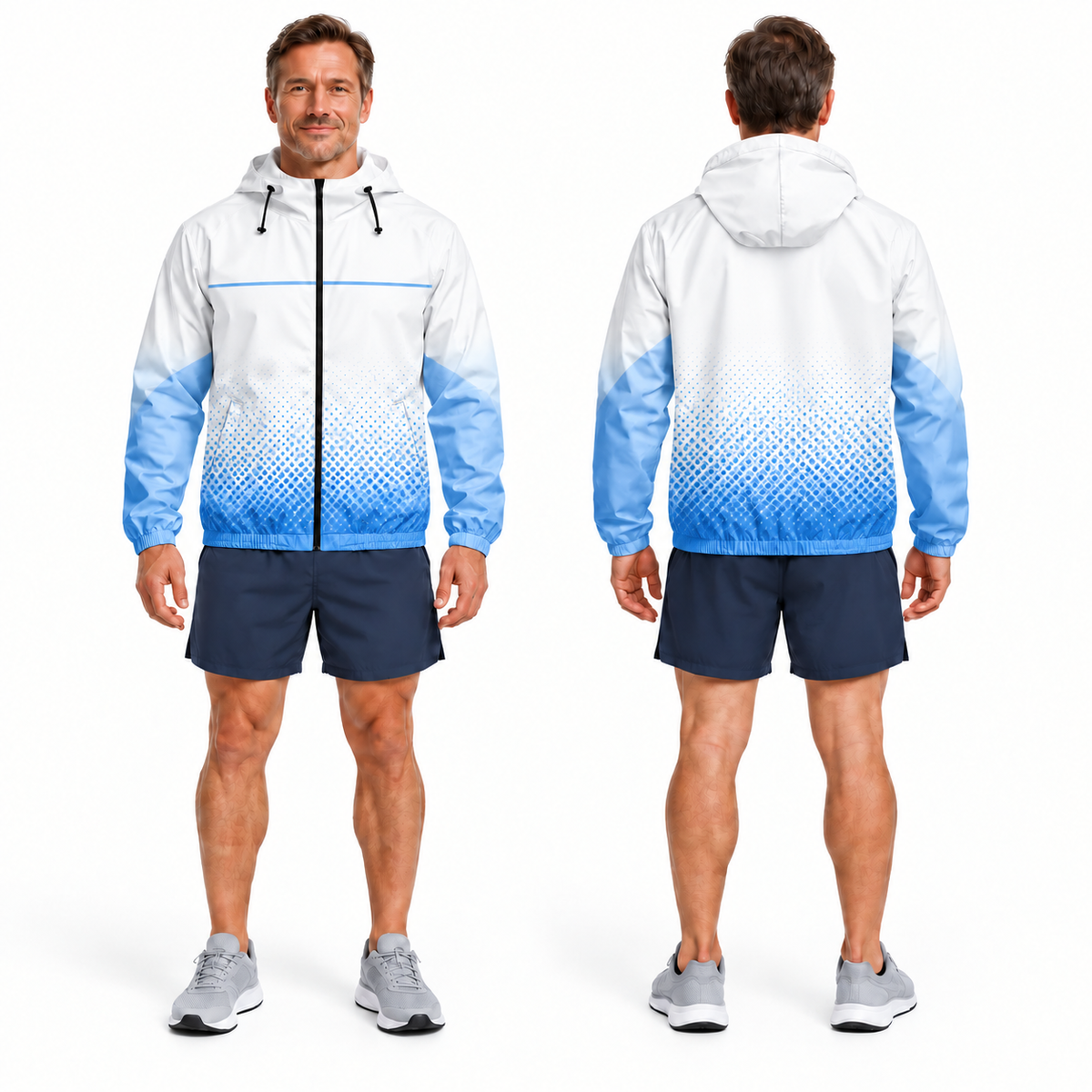 Custom Name State Sport Dot Fade Running Windbreaker Jacket