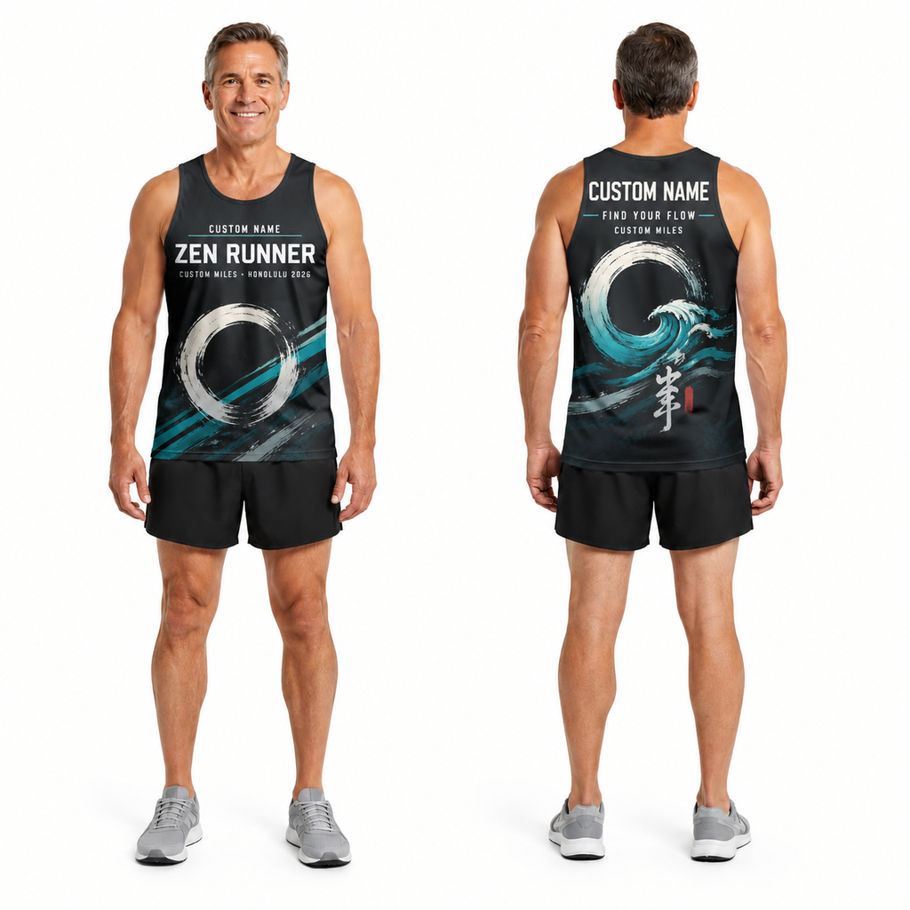 Custom Name Miles Zen Wave Endurance Running Tank Top