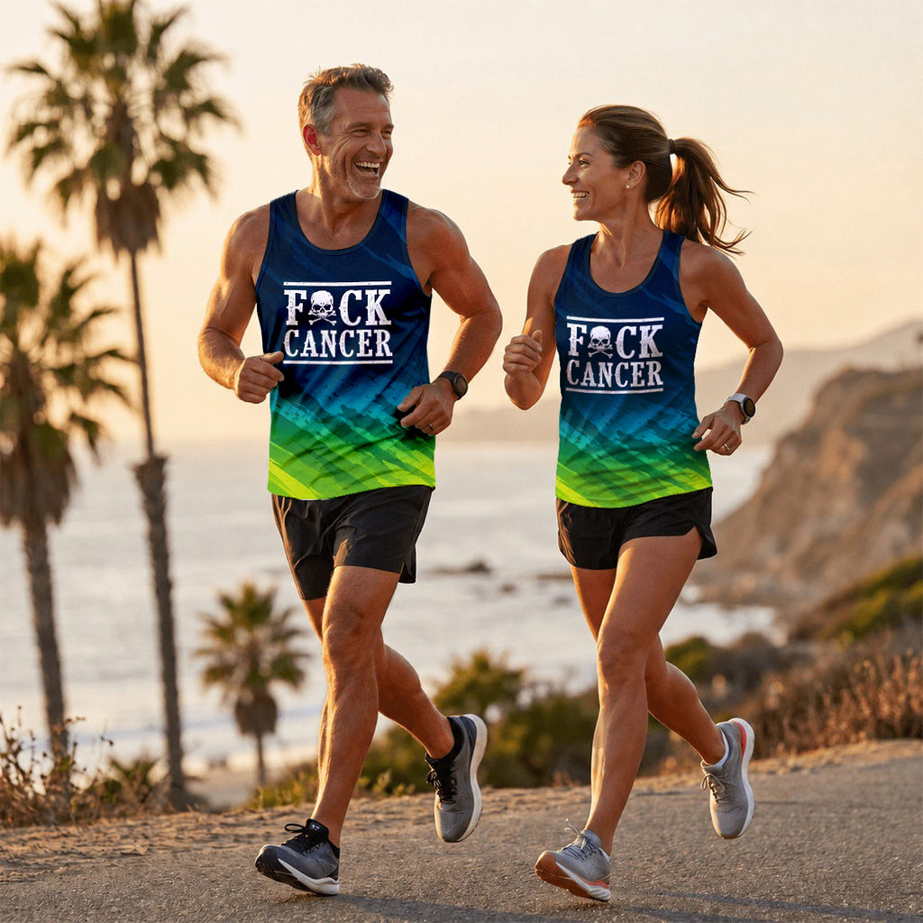 Cancer Fighter Running Tank Top Cancer Skull Running Singlet for Men and Women
