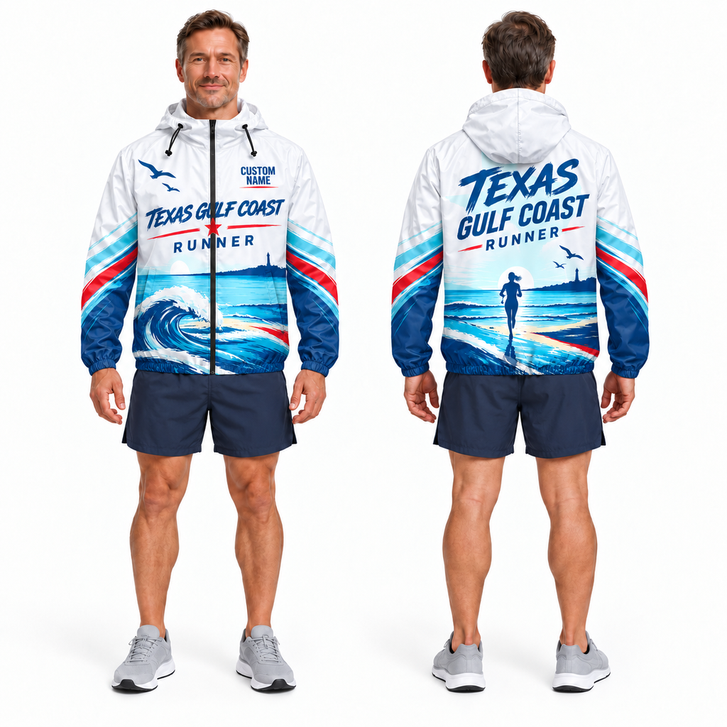 Custom Name Texas Gulf Coast Runner Running Windbreaker Jacket