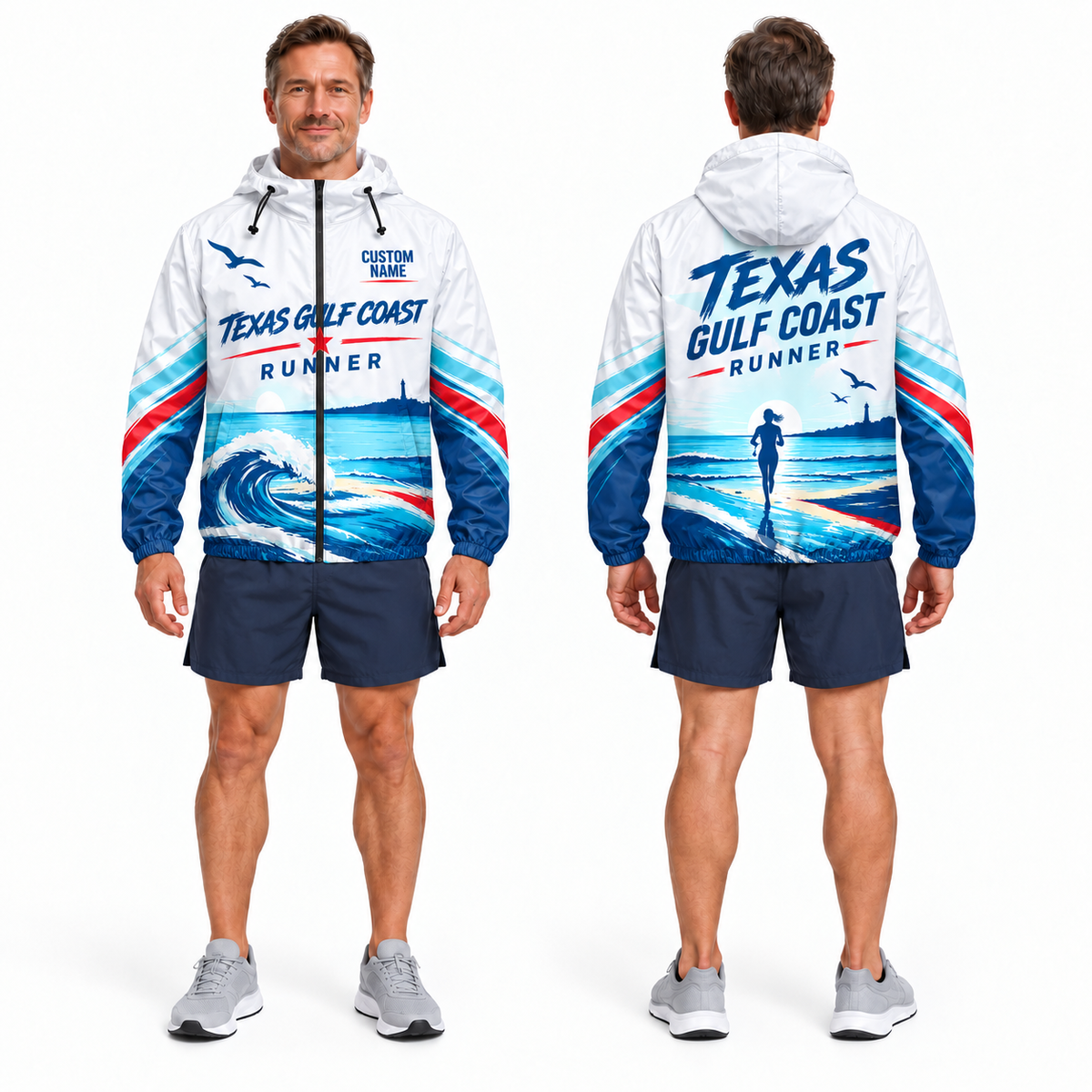 Custom Name Texas Gulf Coast Runner Running Windbreaker Jacket