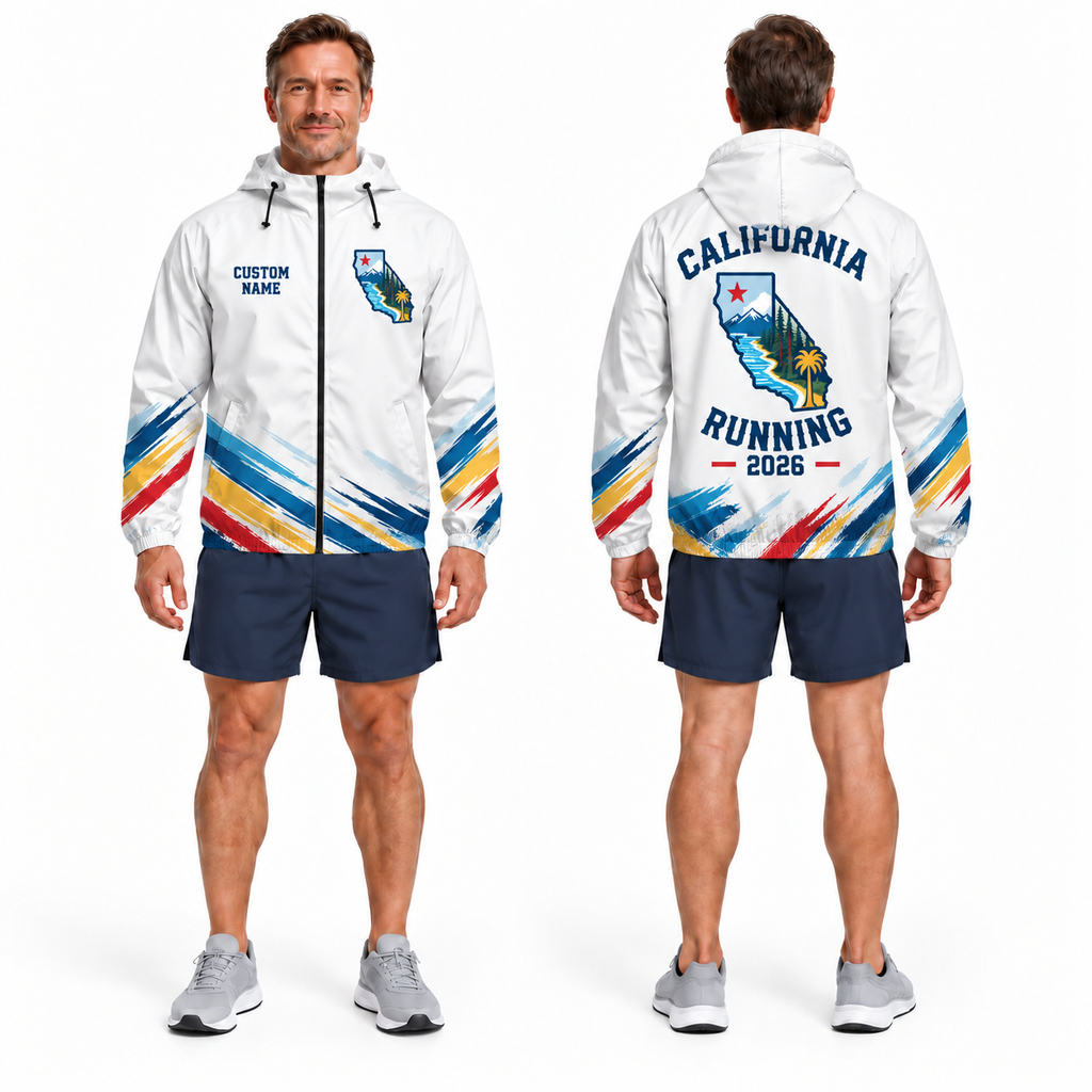 Custom Name California Map Runner Running Windbreaker Jacket