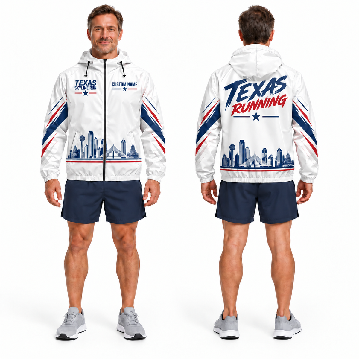 Custom Name Texas Skyline Run Running Windbreaker Jacket