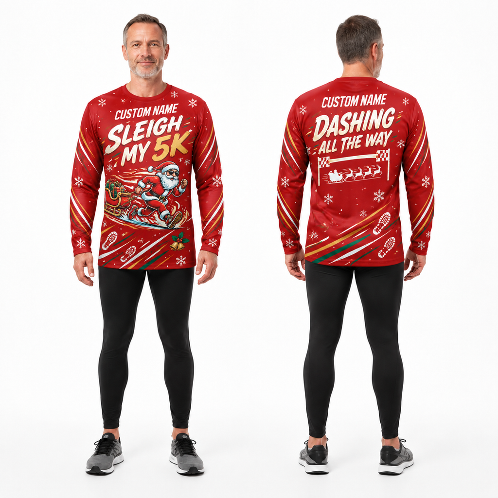 Custom Name Sleigh My 5K Running Long Sleeve Shirt