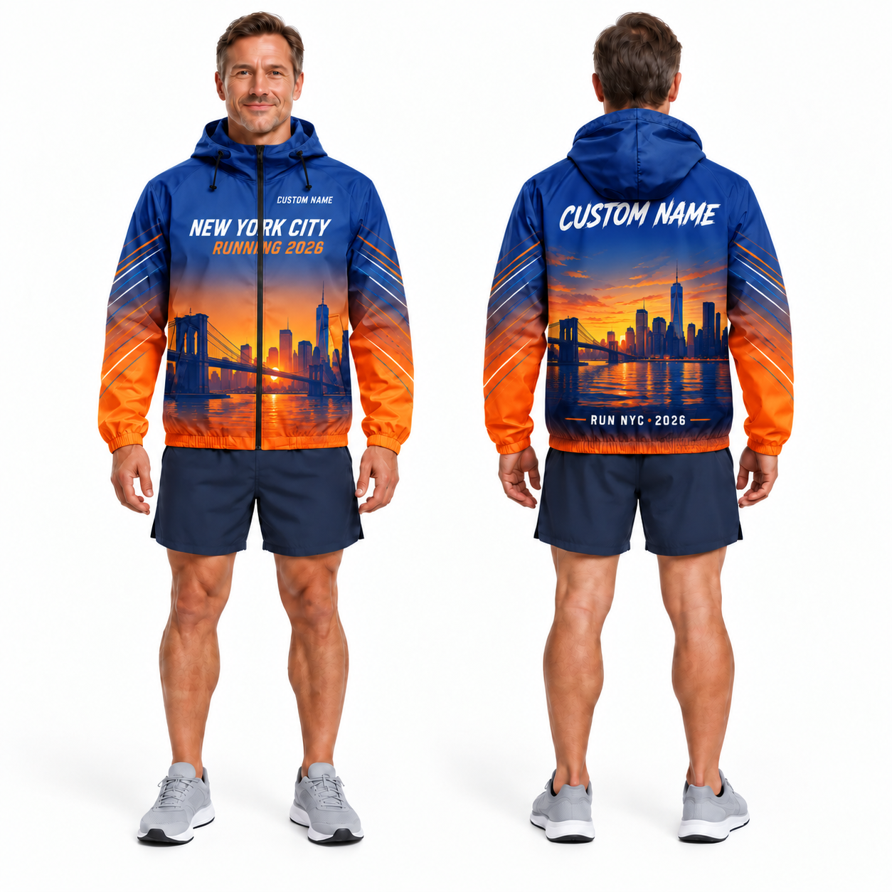 Custom Name New York City Sunset Runner Running Windbreaker Jacket