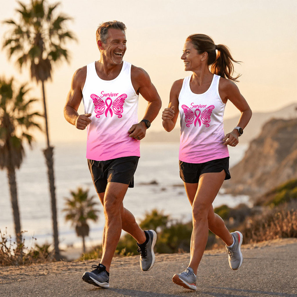 Cancer Fighter Running Tank Top Breast Cancer Survivor Running Singlet for Men and Women