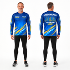 Custom Name Philly Electric Blue Gold Racing Running Long Sleeve Shirt