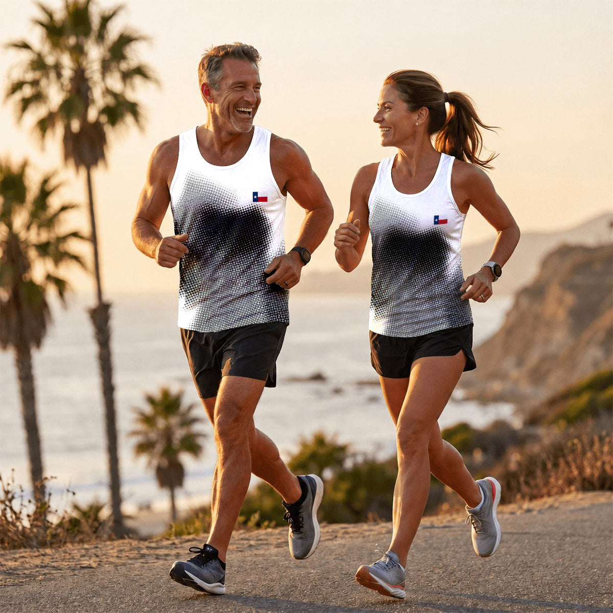 Monochrome Texas Running Tank Top _ State Pride Tech Running Singlet