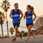 Patriotic Tech Running Tank Top - Land of The Free Running Singlet
