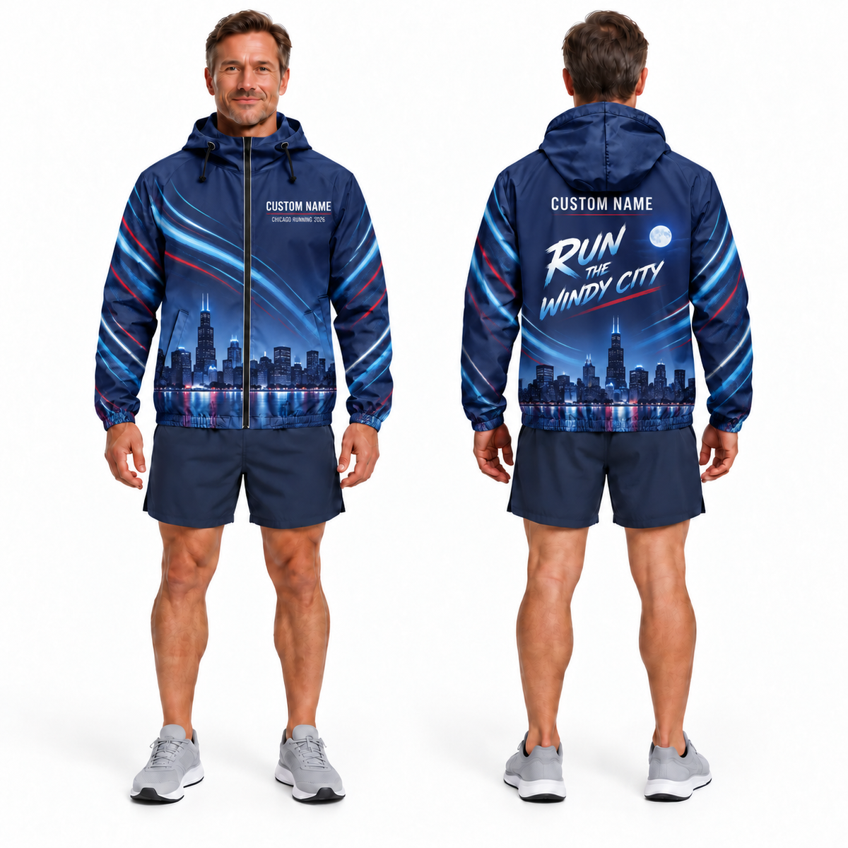 Custom Name Windy City Night Runner Running Windbreaker Jacket