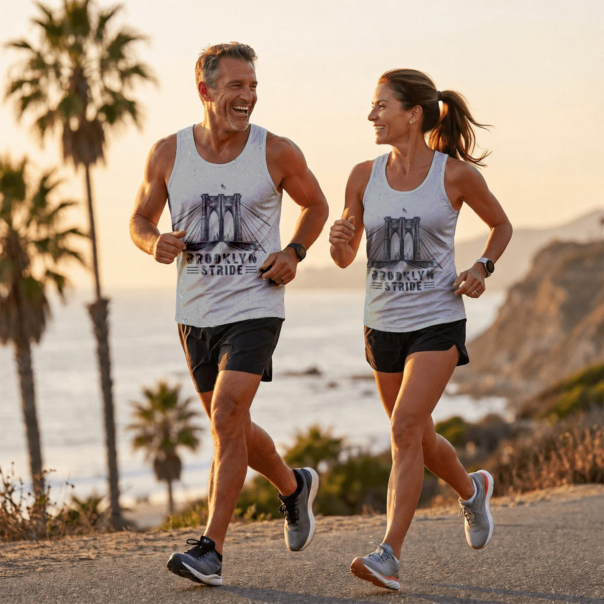 Brooklyn Bridge Distressed New York Running Tank Top