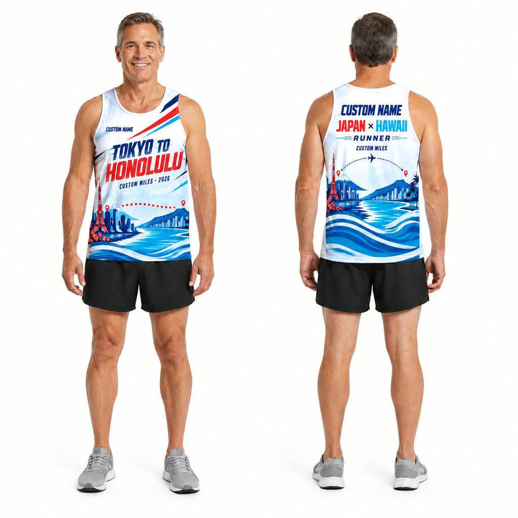 Custom Name Miles Tokyo to Honolulu Running Tank Top