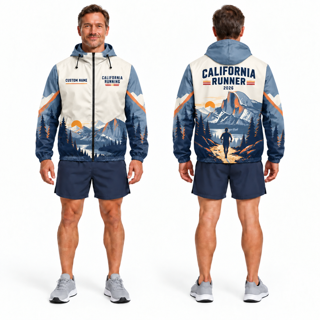 Custom Name Yosemite California Runner Running Windbreaker Jacket