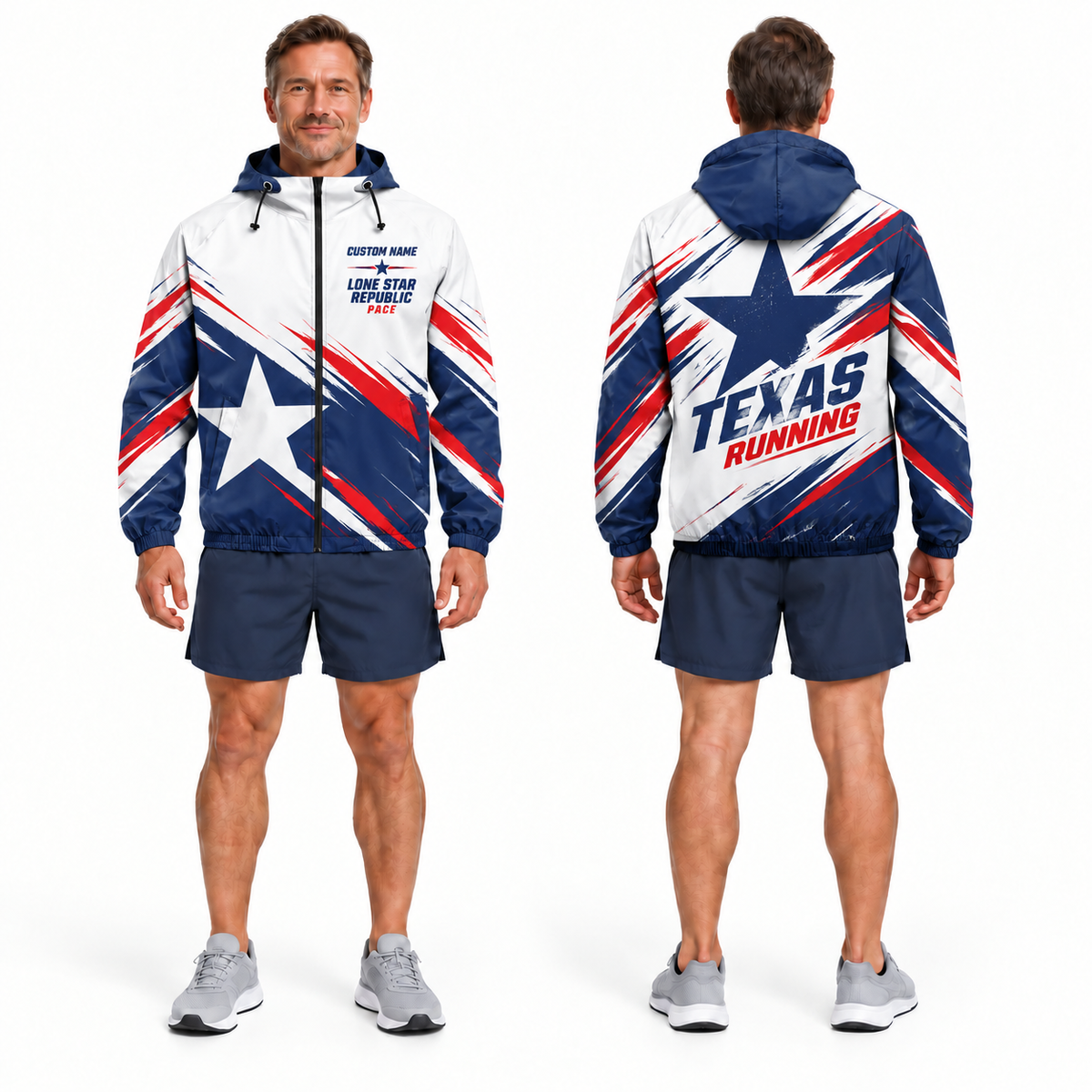 Custom Name Lone Star Republic Pace Running Windbreaker Jacket