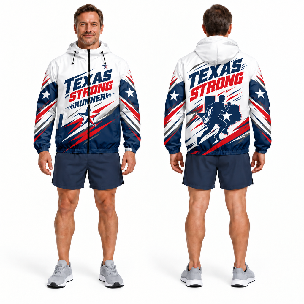 Custom Name Texas Strong Runner Running Windbreaker Jacket
