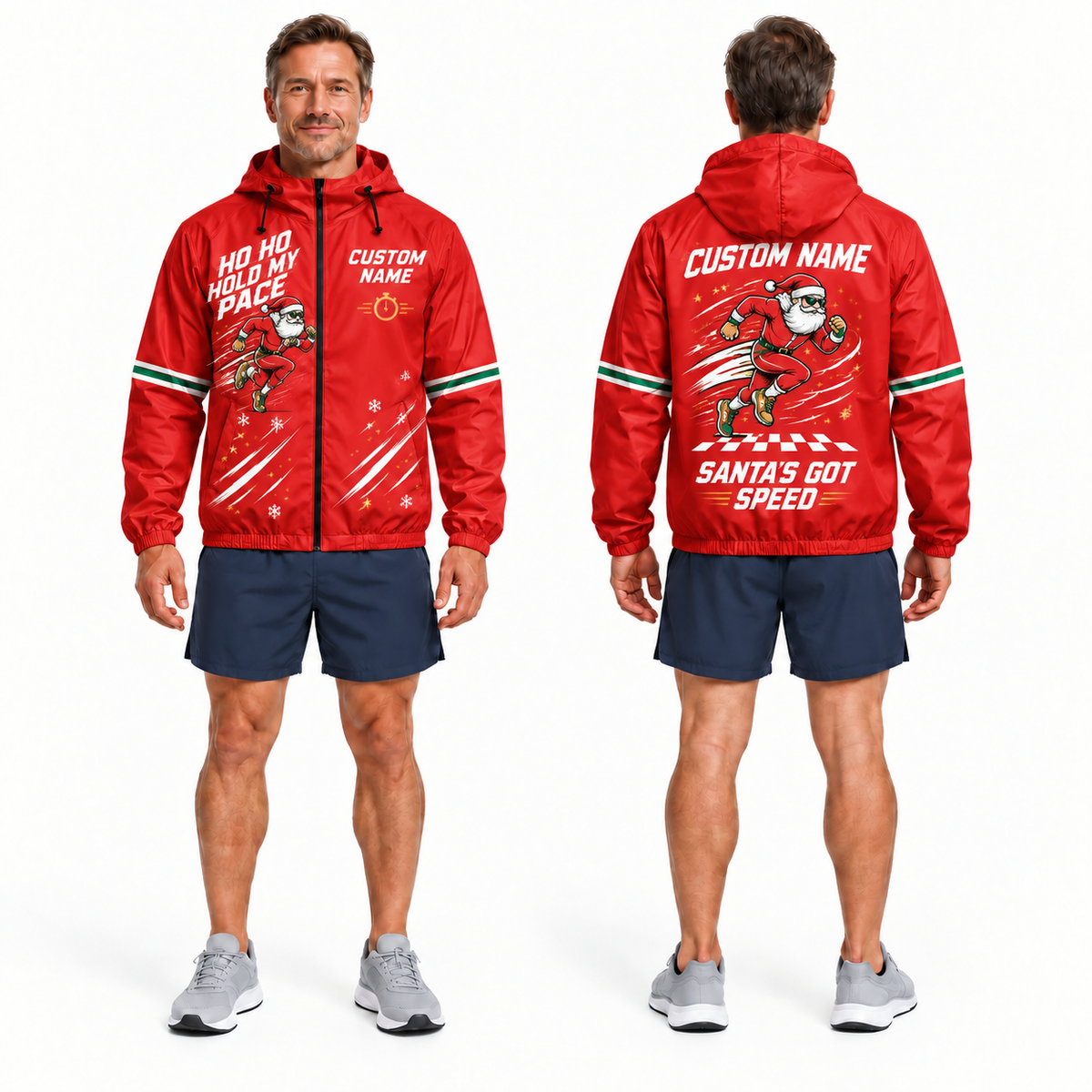 Custom Name Ho Ho Hold My Pace Running Windbreaker Jacket