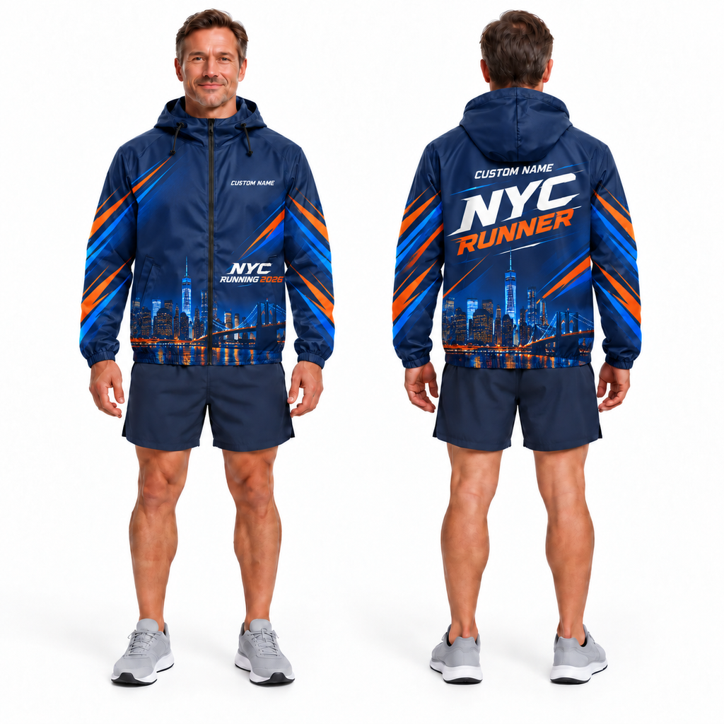 Custom Name Manhattan Skyline Custom Runner Running Windbreaker Jacket