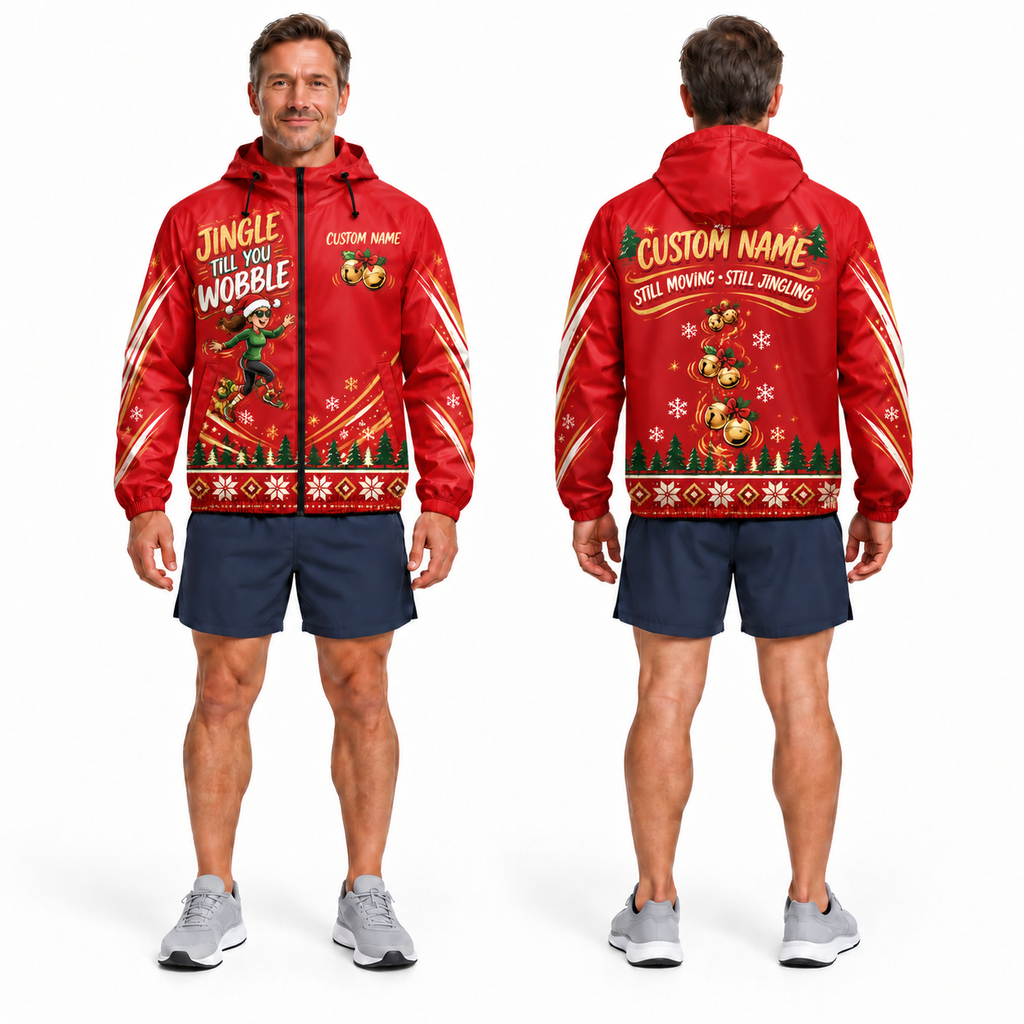 Custom Name Jingle Till You Wobble Running Windbreaker Jacket