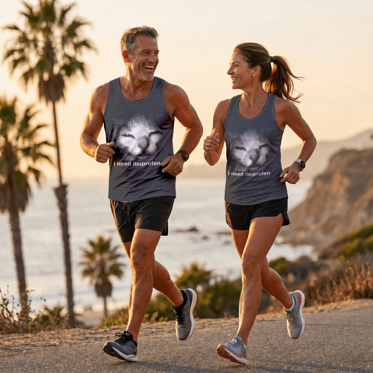 Cat Running Tank Top Silly Kitten Ibuprofen Running Singlet for Men and Women