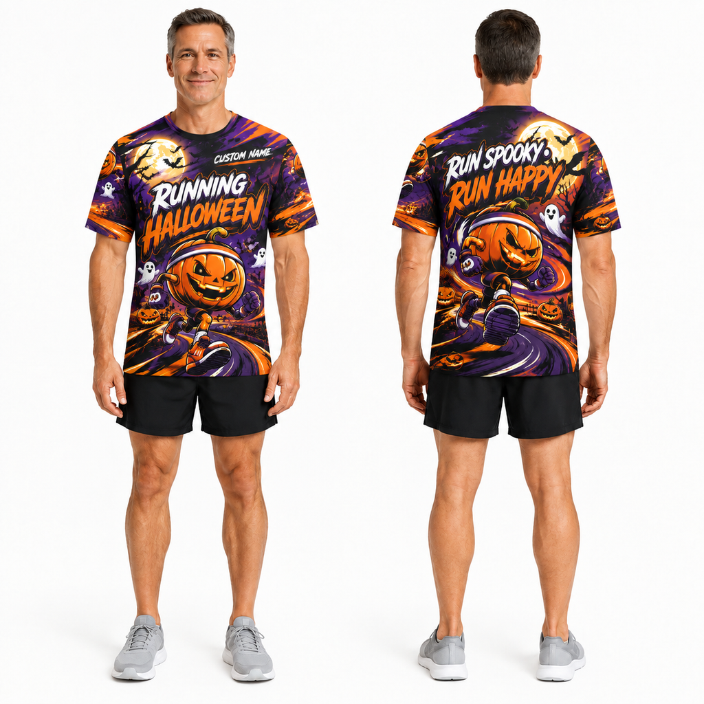 Pumpkin Pace Runner Halloween Tech Running T-Shirt