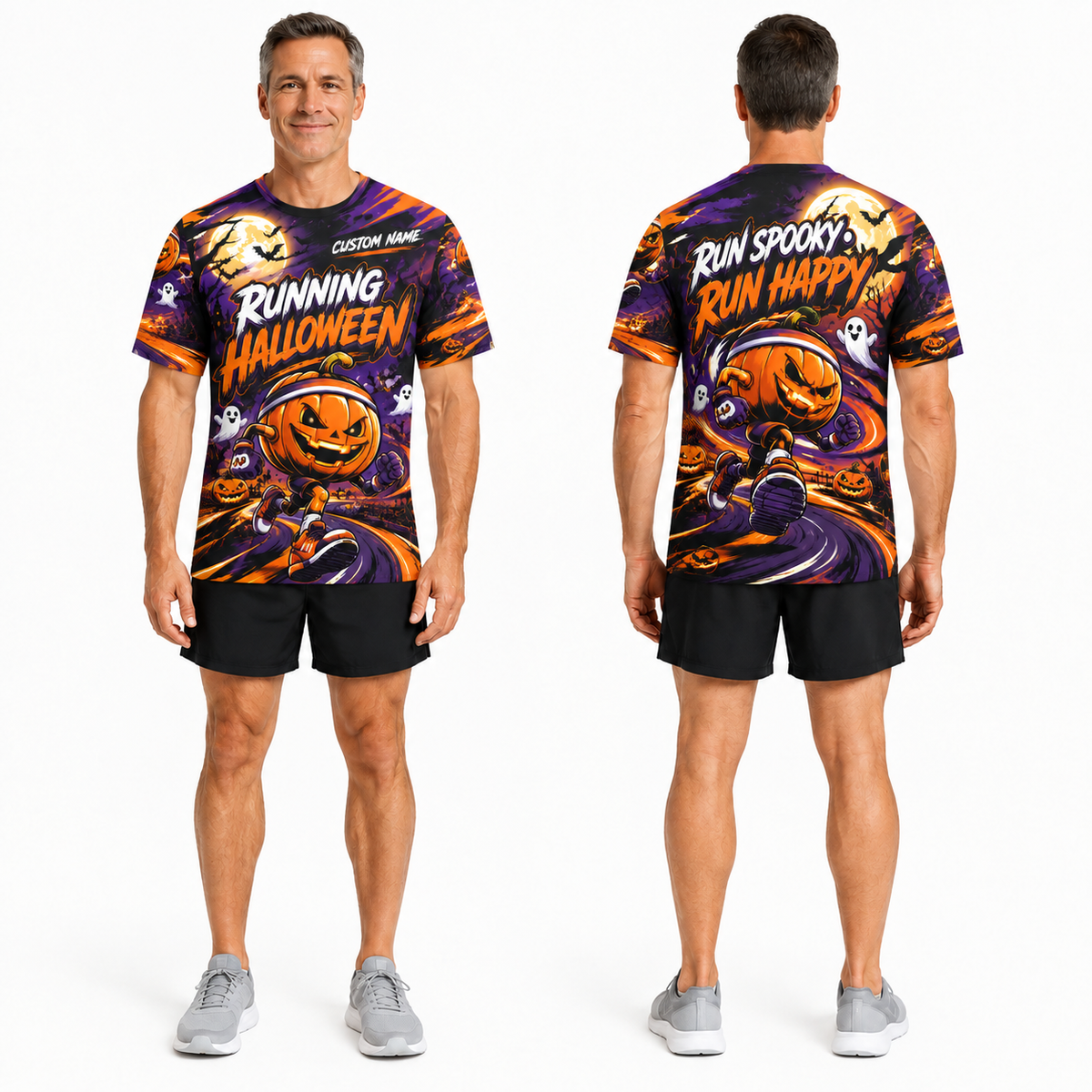 Pumpkin Pace Runner Halloween Tech Running T-Shirt