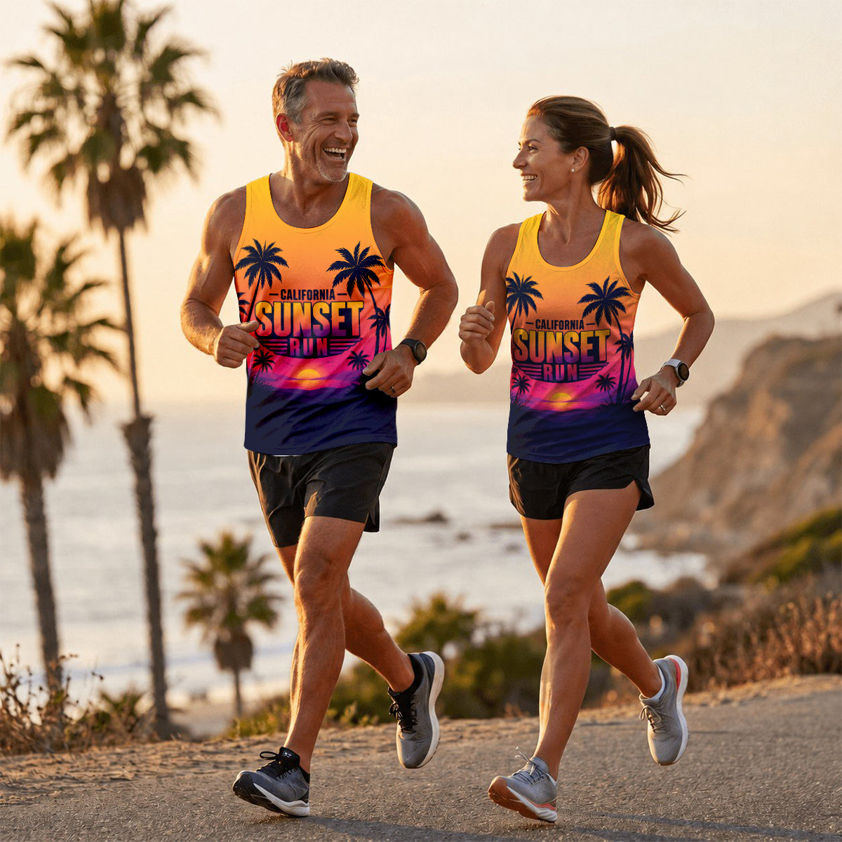 Cali Sunset Palms California State Running Tank Top