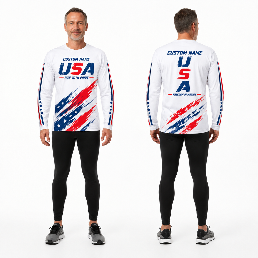 Custom Name Freedom Stride Running Long Sleeve Shirt