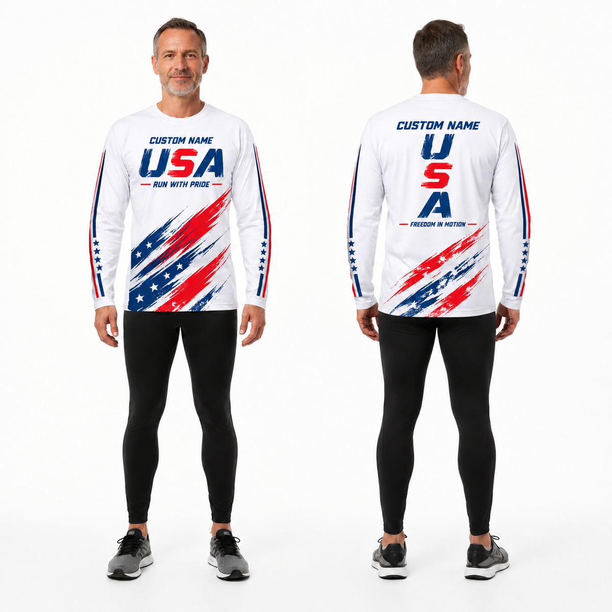 Custom Name Freedom Stride Running Long Sleeve Shirt