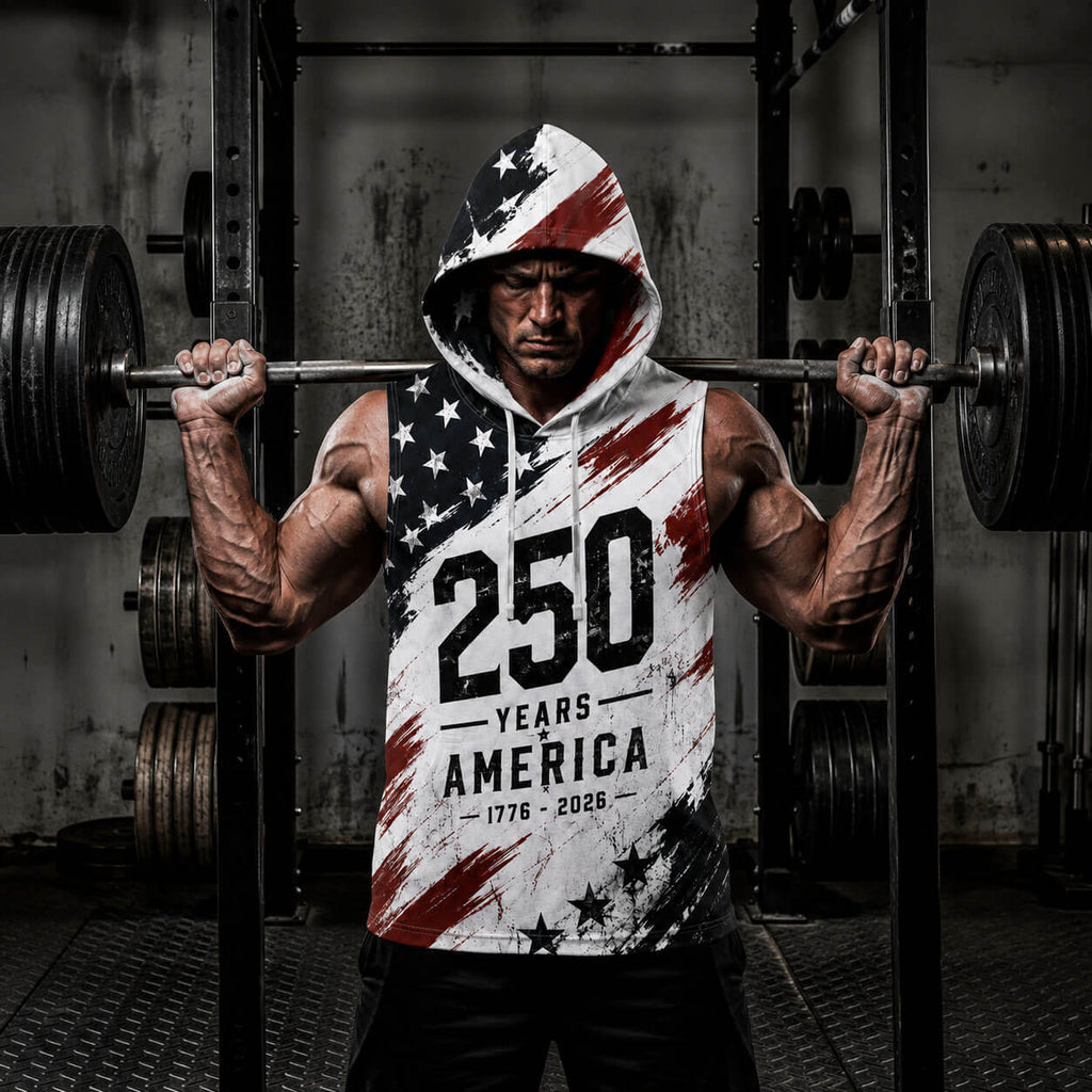 USA 250 Strong Men's Workout Hooded Tank Top