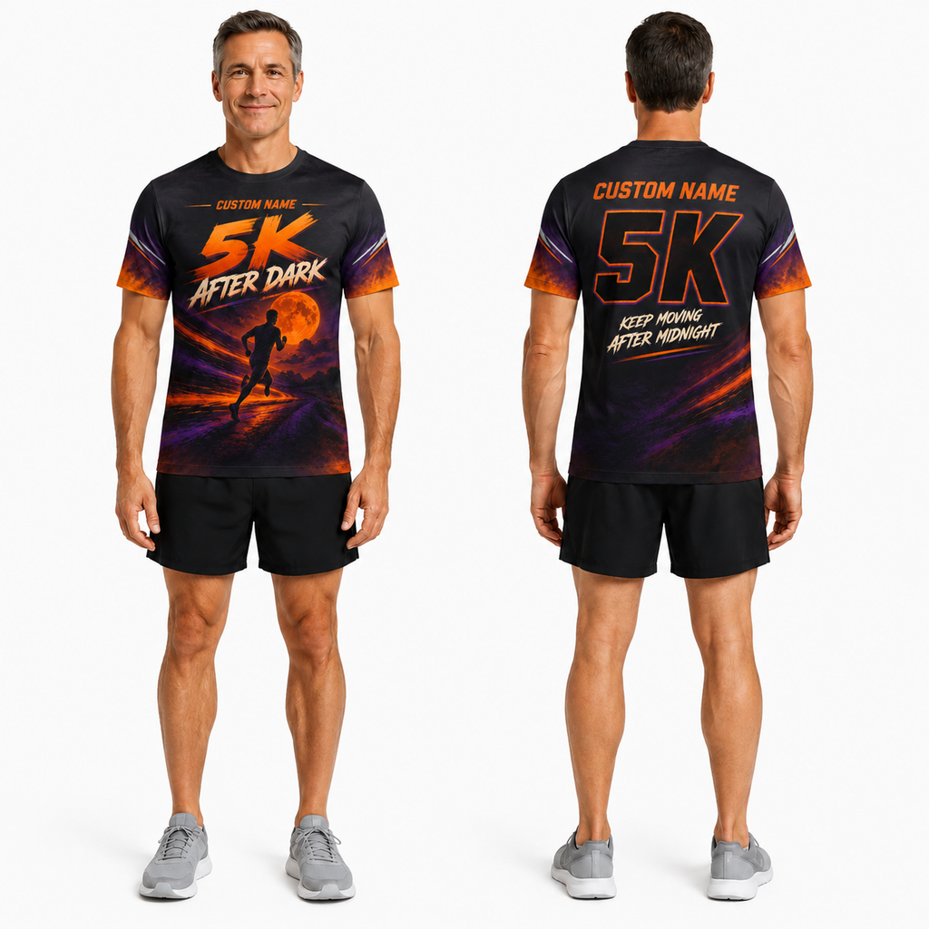 Custom Name 5K After Dark Halloween Tech Running T-Shirt