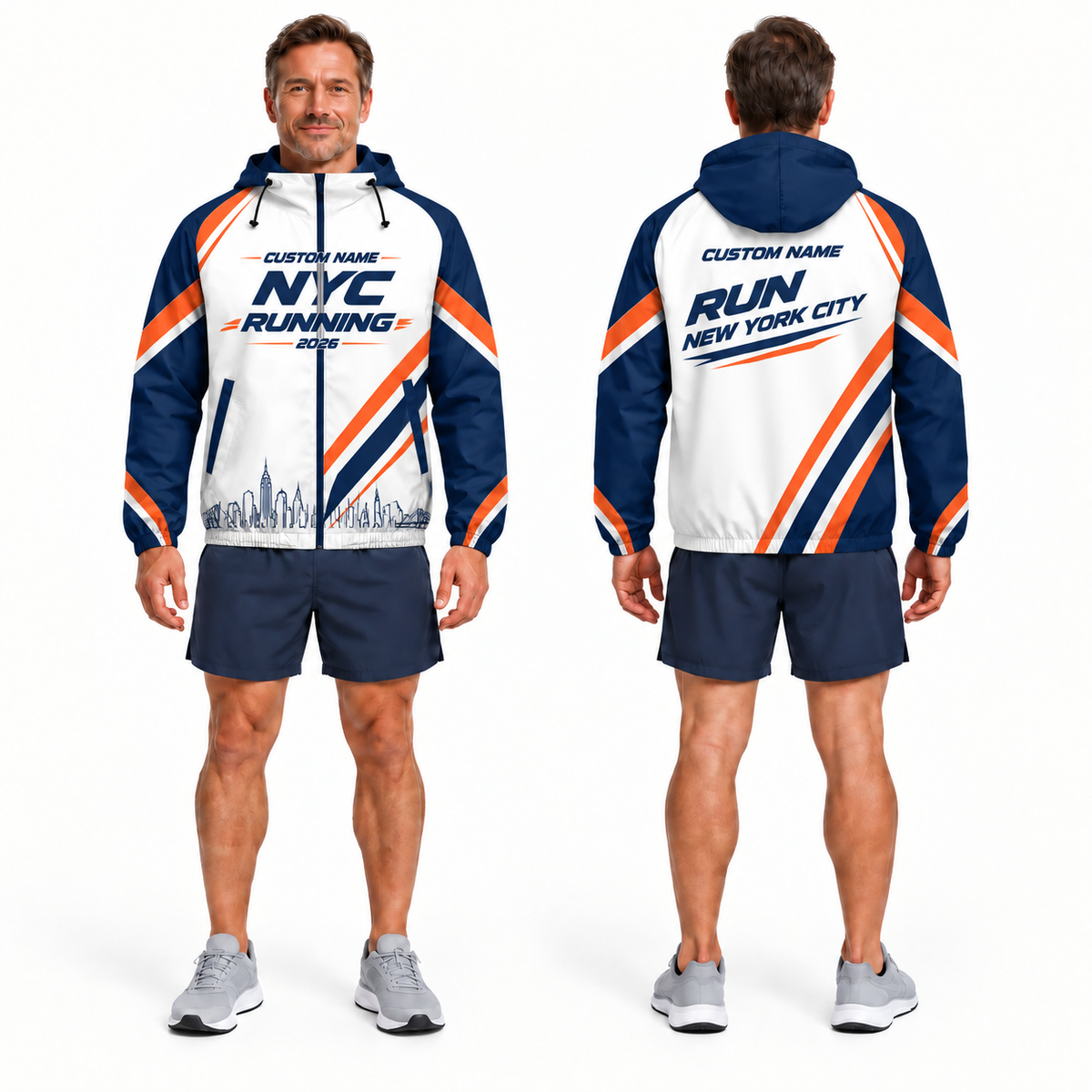 Custom Name NYC Racing Stripes Running Windbreaker Jacket